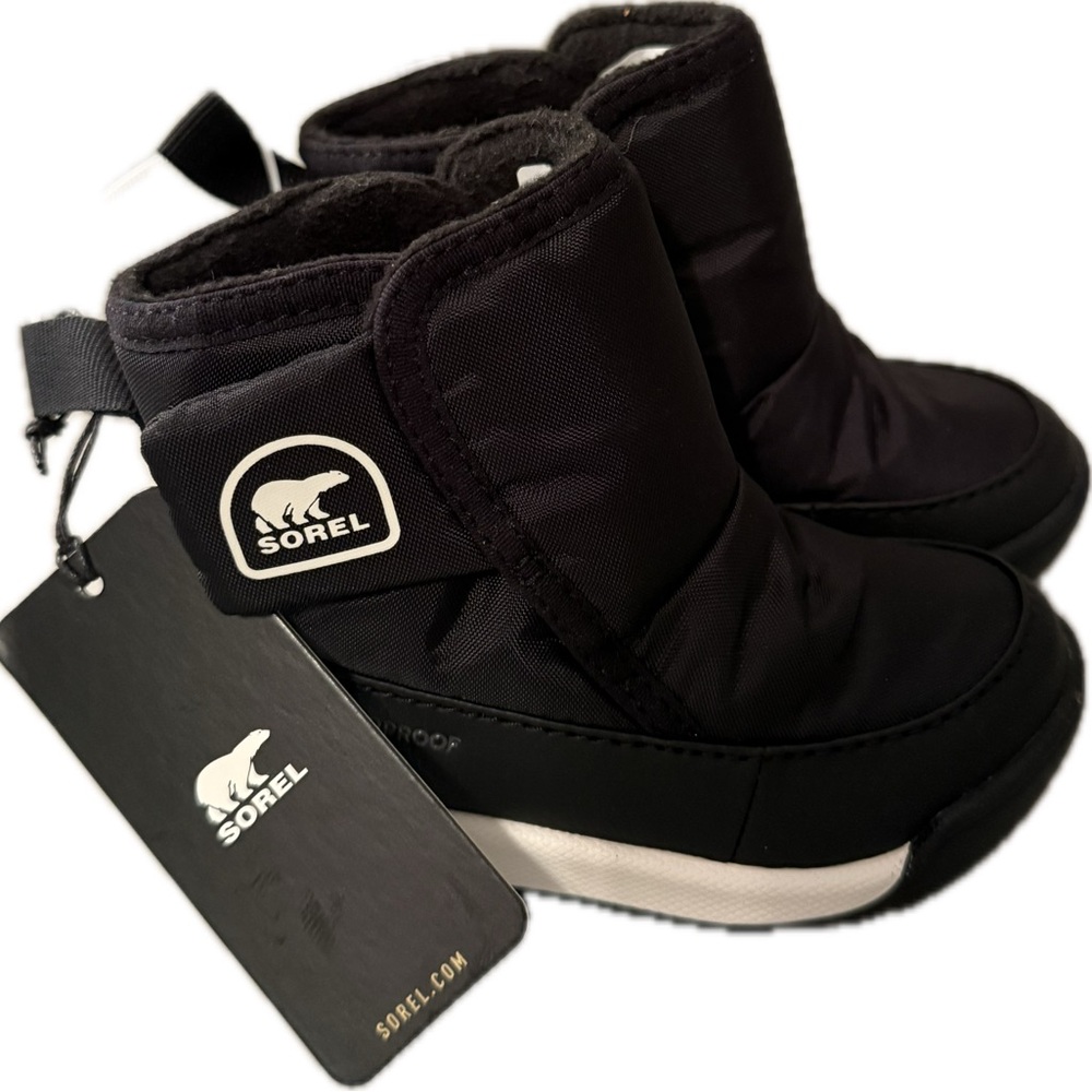 Sorel Kids Black and White Snow Boots